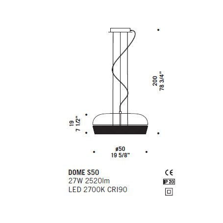 Подвесной светильник De Majo DOME S50 ED 0DOME0S40