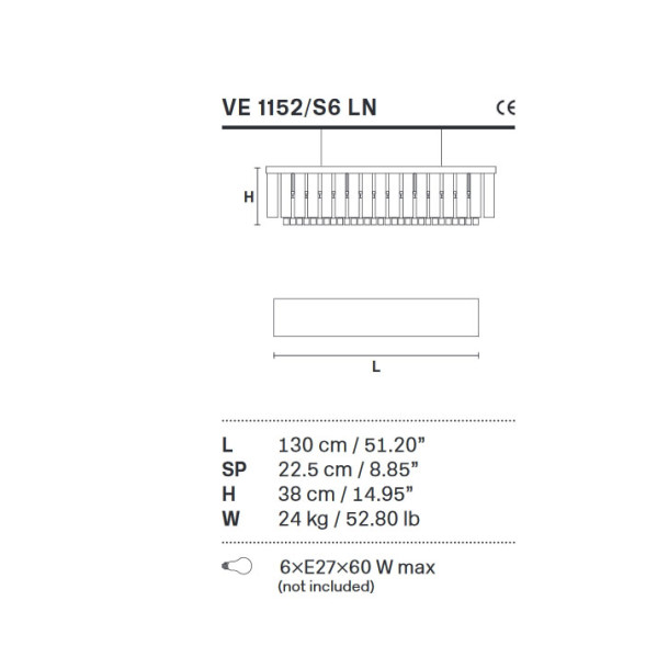 Подвесной светильник Masiero Impero &amp; Deco VE 1152/S6 LN