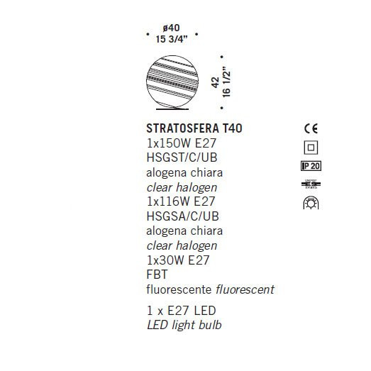 Настольная лампа De Majo STRATOSFERA T40 0STRA0T40