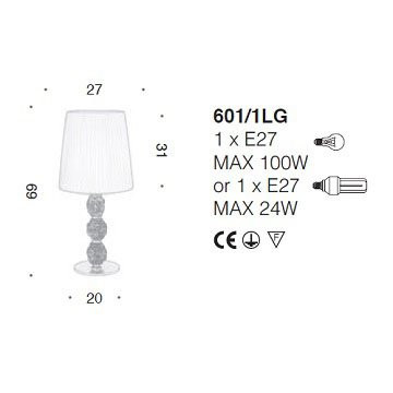 Настольная лампа IDL Charme 601/1LG steel ivory black
