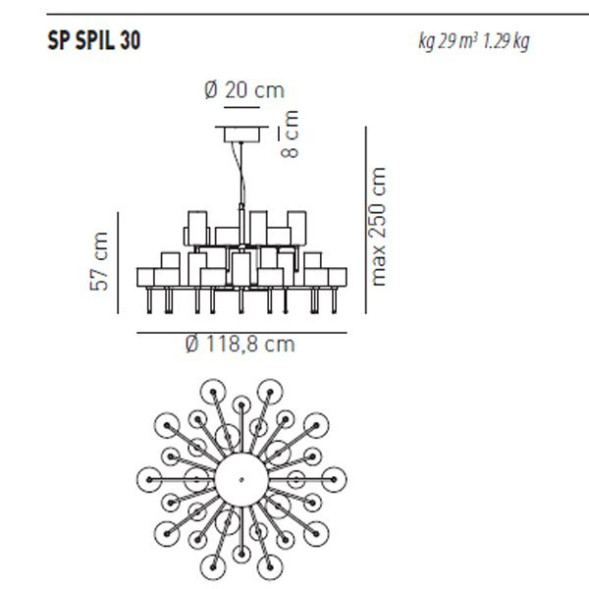 Люстра Axo Light Spillray SP SPIL 30 SPSPIL30RSCR12V