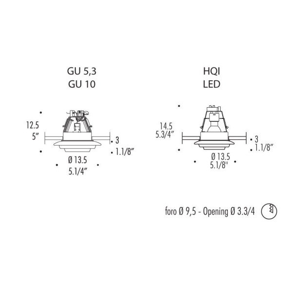 Встраиваемый спот (точечный светильник) Leucos Sun 0004486