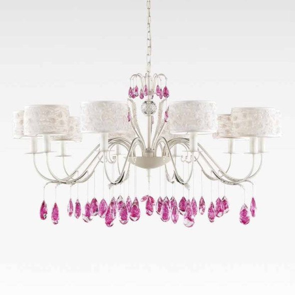 Люстра Beby Group Nuovo Vintage 511/10 White Leather 01 White flowers Fuxia
