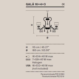 Люстра Masiero Gala 16+4+3 /V13/ PIZ/17/IV