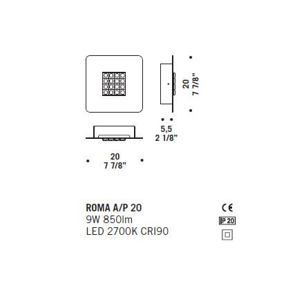 Настенный светильник De Majo ROMA A/P 20 ED 0ROMA0A10