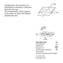 Настенный светильник De Majo SAN SIRO A2/P2 0SSIR0A20 grey