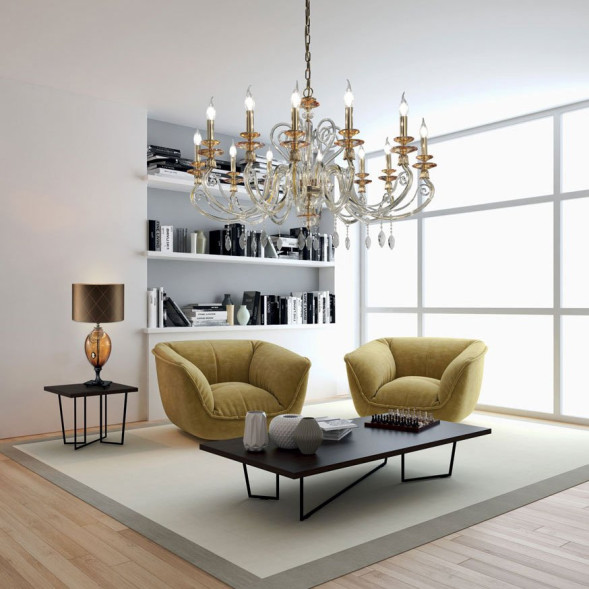 Люстра Euroluce Aurora L12 gold amber
