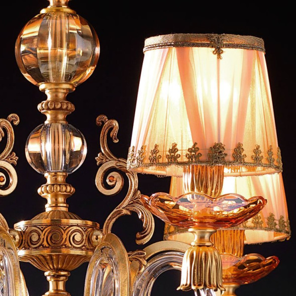 Люстра Euroluce Lyra L6 Gold Amber Shade