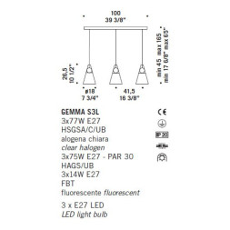 Подвесной светильник De Majo GEMMA S3L 0GEMM0SL-3 clear+white