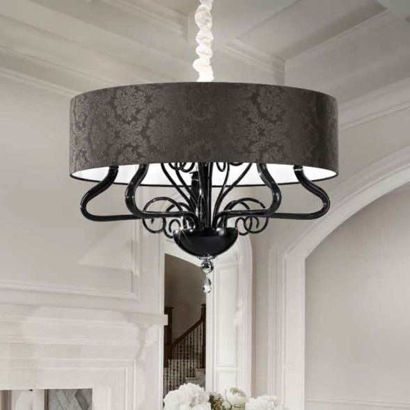 Люстра Renzo Del Ventisette Contemporary L 14457/5 CP N DEC. MURANO NERO + CROMO M MM