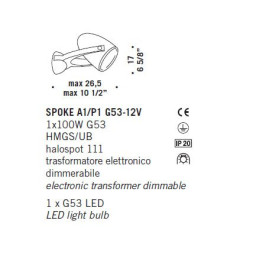 Настенный светильник De Majo SPOKE A1/P1 G53-12V 0SPOK0A10