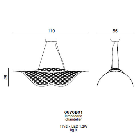 Подвесной светильник Beby Group Arabian horse 0670B01 Satin Chrome SW Blu Violet