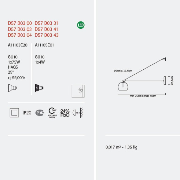 Спот (точечный светильник) Fabbian Beluga Steel D57 D05 15