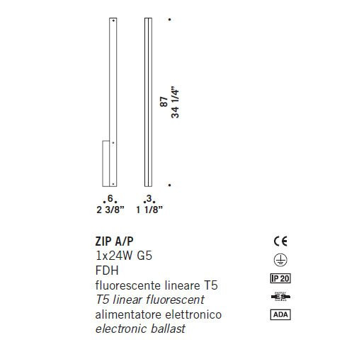 Настенный светильник De Majo ZIP A/P 0ZIP00A00