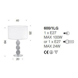 Настольная лампа IDL Charme 600/1LG steel dove grey fume