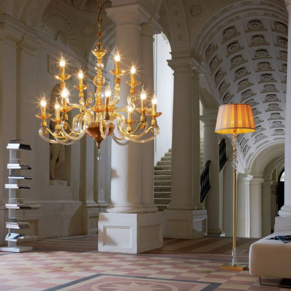 Люстра Euroluce Lyra L8+4 Gold Amber