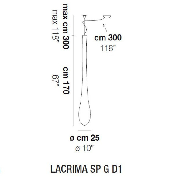 Подвесной светильник Vistosi Lacrima SP G D1 E27 BC NI
