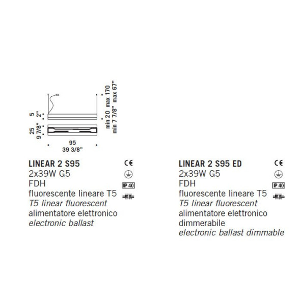 Подвесной светильник De Majo LINEAR 2 S95ED 0LINE0S20