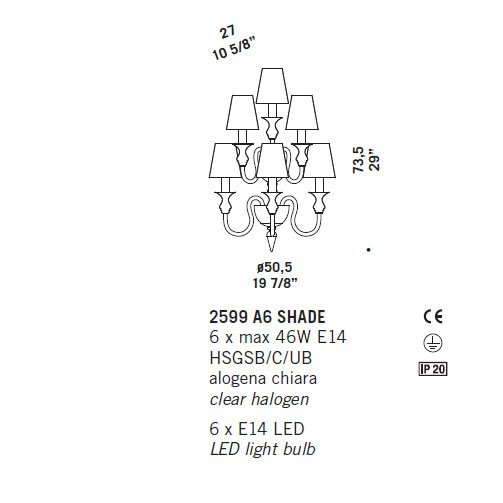Бра De Majo 2599 A6 SHADE 025990A16 cristallo