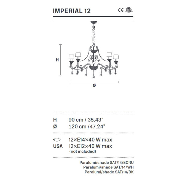 Люстра Masiero Imperial 12 G03 Cut