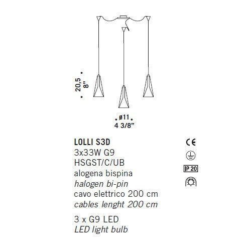 Подвесной светильник De Majo LOLLI S3D 0LOLL0S13