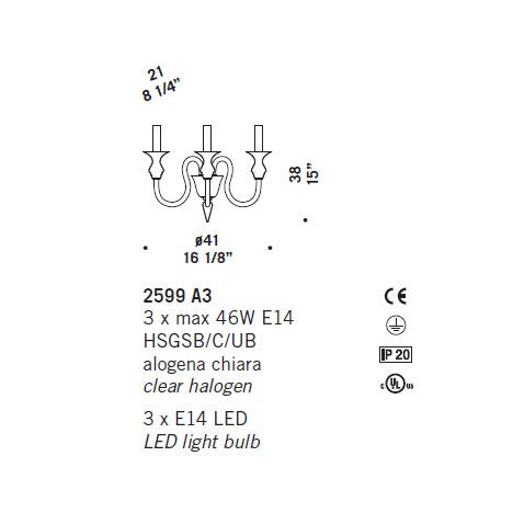 Бра De Majo 2599 A3 025990A03 amber