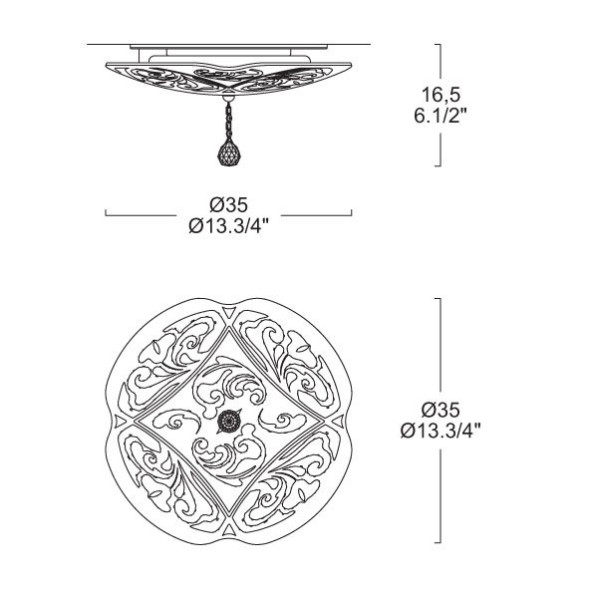 Настенно-потолочный светильник MURANOdue Gallery Charme P-PL 35 Oro 0000446