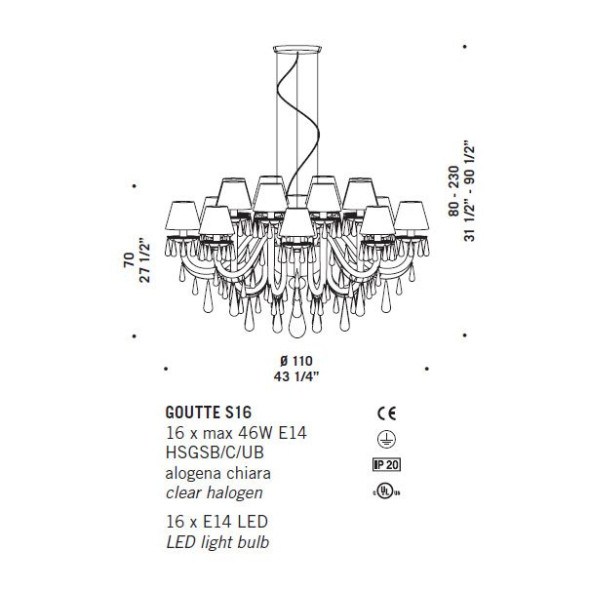 Люстра De Majo GOUTTE S16 0GOUT0S70
