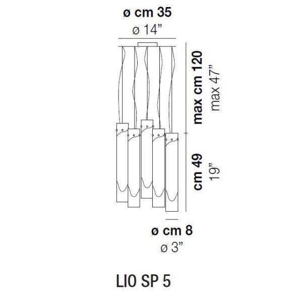 Подвесной светильник Vistosi Lio SP 5 E27 CR/BC NI