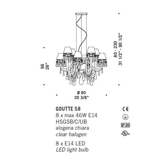 Люстра De Majo GOUTTE S8 0GOUT0S40