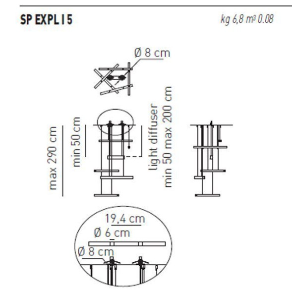 Подвесной светильник Axo Light Explo SP EXPLO 5 RS SPEXPLO5RSXXR7S
