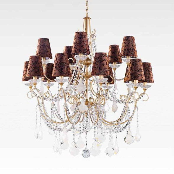 Люстра Beby Group Nuovo Vintage 3100/10+5 Satin Gold Brown Damasco Black White Silver Leaf