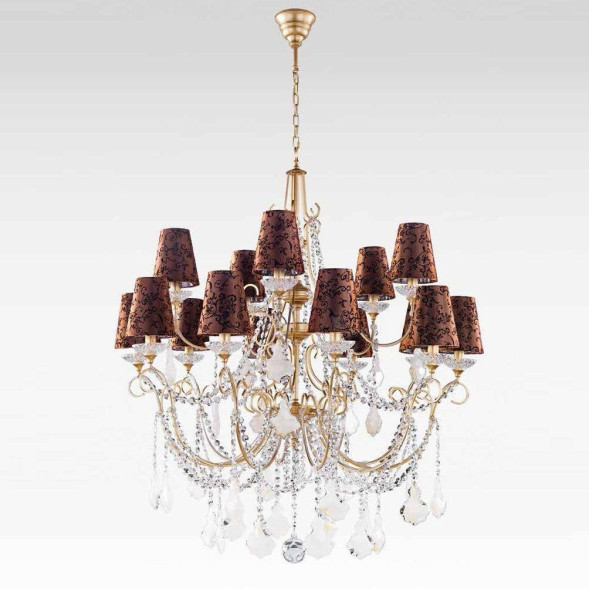 Люстра Beby Group Nuovo Vintage 3100/10+5 Satin Gold Brown Damasco Black White Silver Leaf