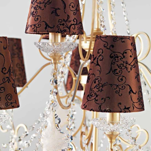 Люстра Beby Group Nuovo Vintage 3100/10+5 Satin Gold Brown Damasco Black White Silver Leaf