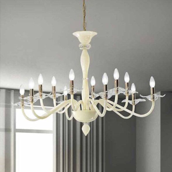 Люстра Vetri Lamp 1186/6+6 Bianco/Cristallo