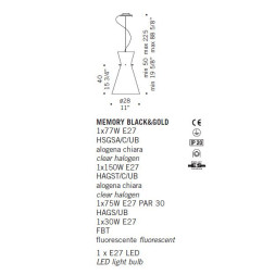 Подвесной светильник De Majo MEMORY BLACK&GOLD 0MEMO0S15