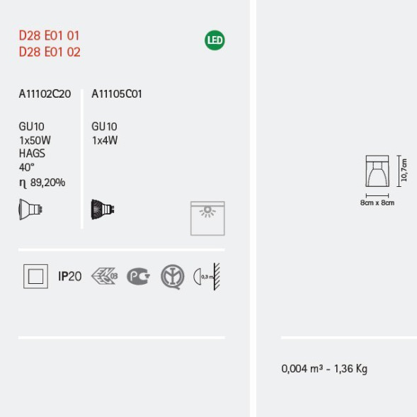 Спот (точечный светильник) Fabbian Cubetto Crystal Glass D28 E01 00