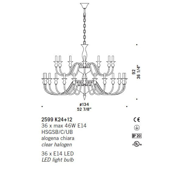 Люстра De Majo 2599 K24+12 025990K36 amber