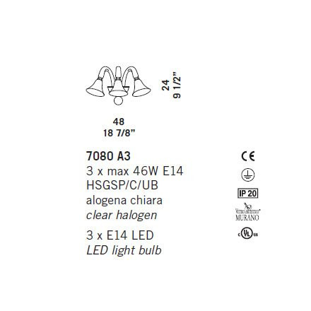 Бра De Majo 7080 A3 070800A30 cristallo