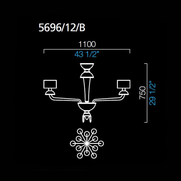 Люстра Barovier&amp;Toso Premiere Dame 5696/12/B/RS/BB