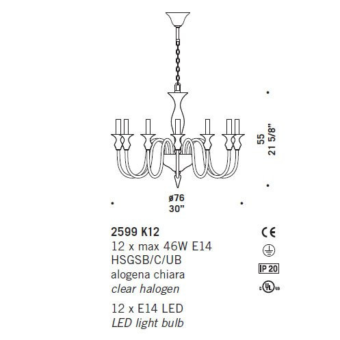 Люстра De Majo 2599 K12 025990K12 cristallo