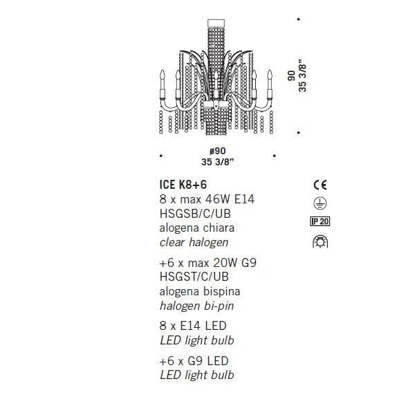Люстра De Majo ICE K8+6 0ICE00K13
