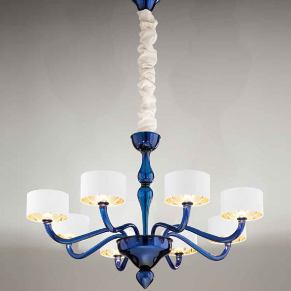 Люстра Renzo Del Ventisette Contemporary L 14552/8 CP DEC. MURANO BLU AVIO + 0Z