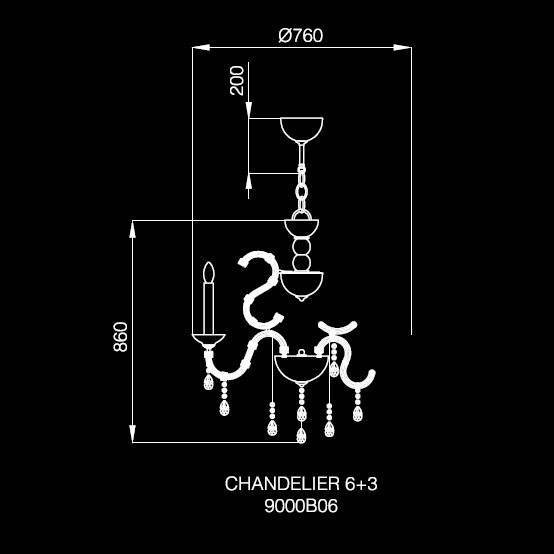 Люстра Beby Queen of Roses 9000B06 Chrome Swarovski Plaque