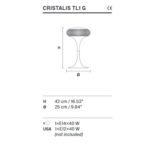 Настольная лампа Masiero Cristalis TL1 G G18 SW