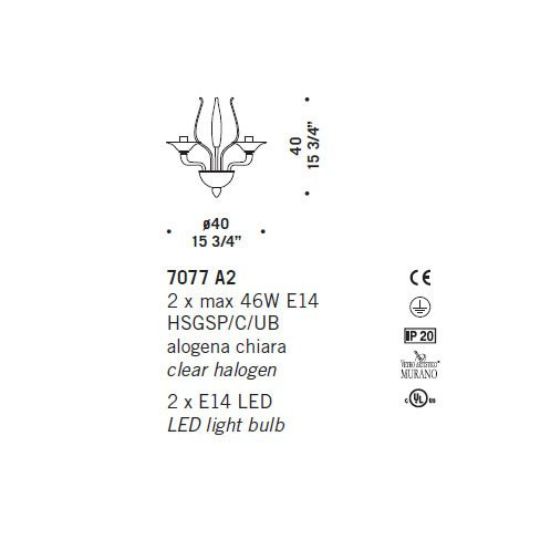Бра De Majo 7077 A2 070770A20 cristallo