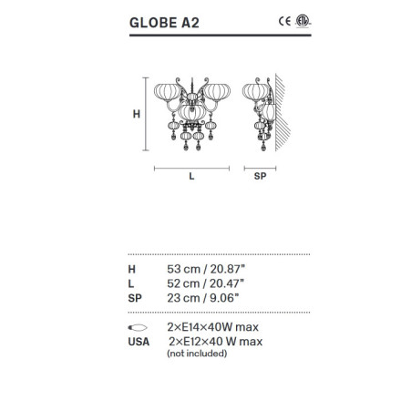 Бра Masiero Globe A2 G04 Cut