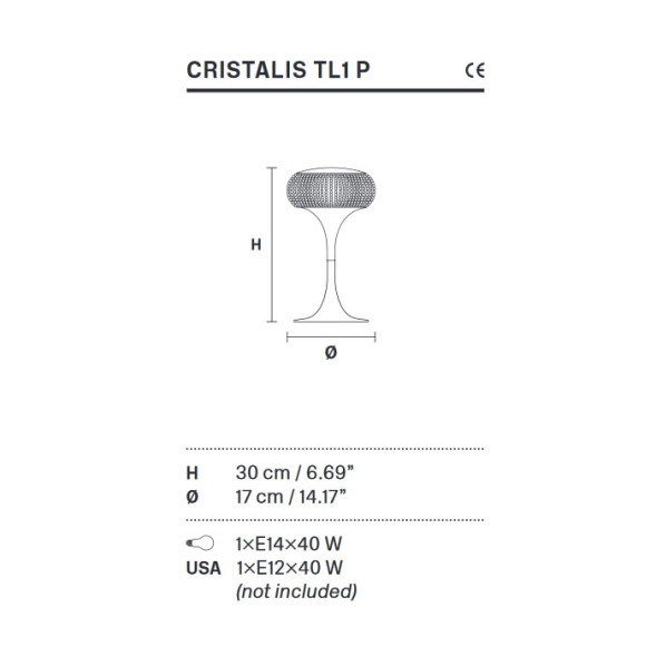 Настольная лампа Masiero Cristalis TL1 P G18 CUT