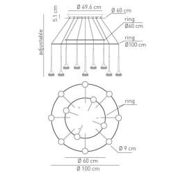 Подвесной светильник Axo Light Fairy SP FAIR 12 + ANELLO FAIRY 060&amp;100