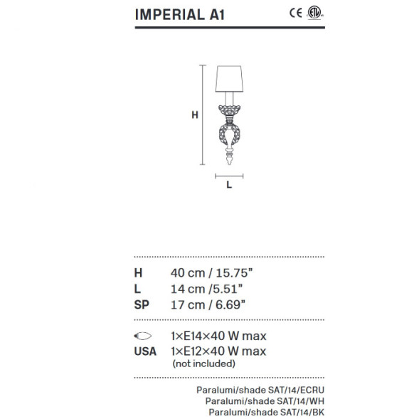 Бра Masiero Imperial A1 G03